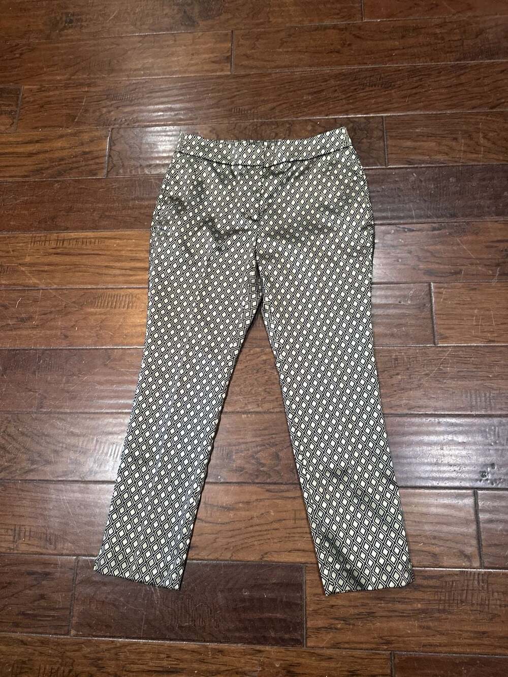 Chico's‎ Gold Black Geometric Diamond Jacquard Petite Ankle Pants Size 00